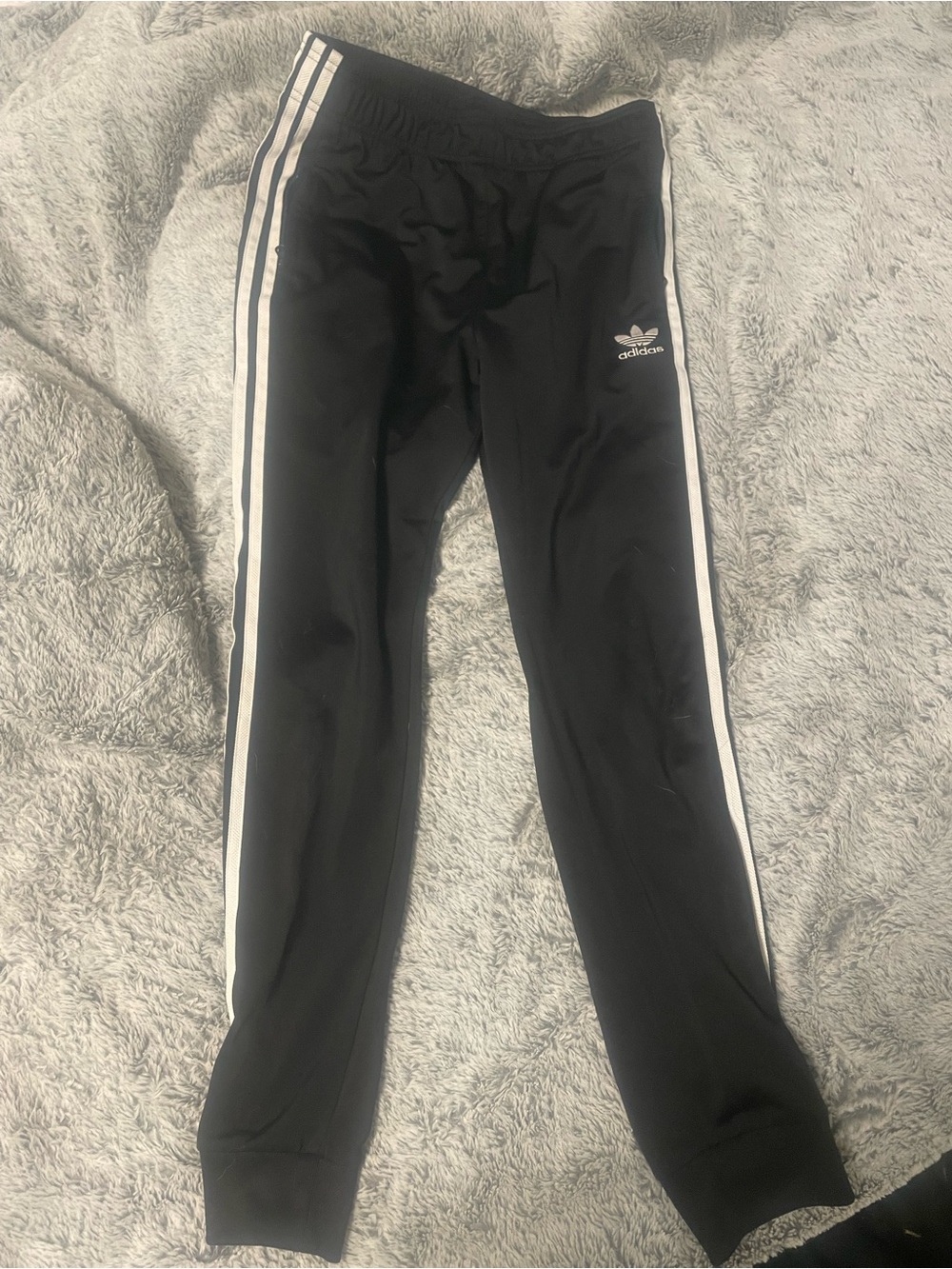 adidas Black Kids Sweatpants with White Side Stripes